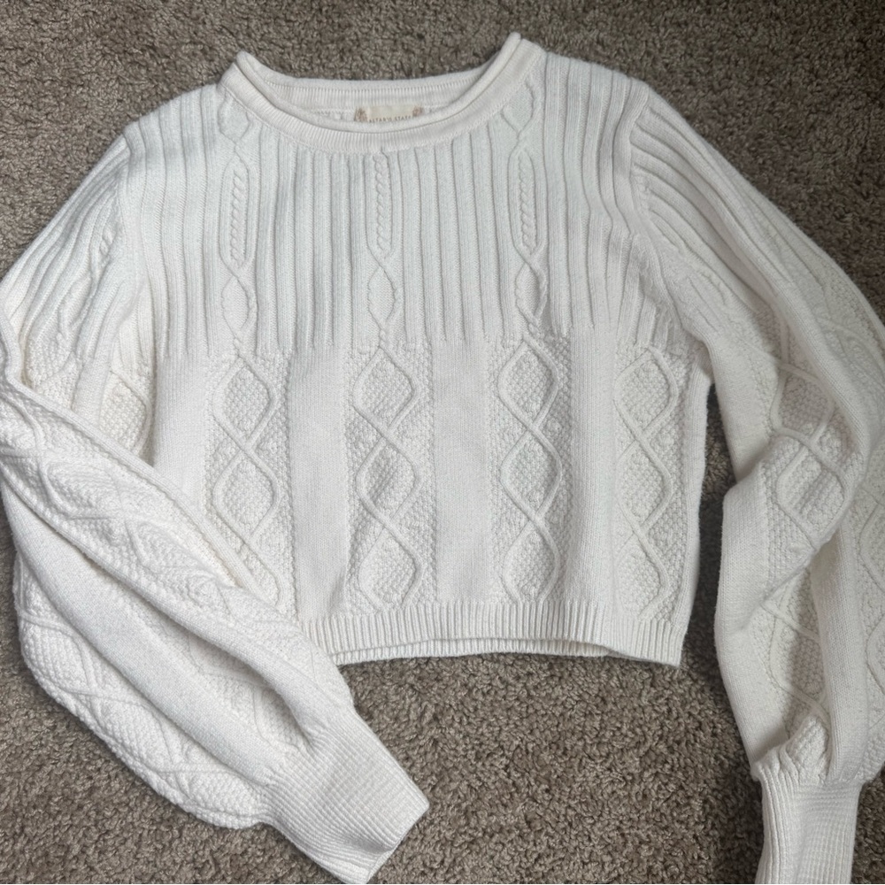Altar'd State White Cable Knit Sweater
